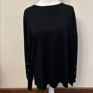 Ming Wang black batwing silver studded sweater Size XL EUC